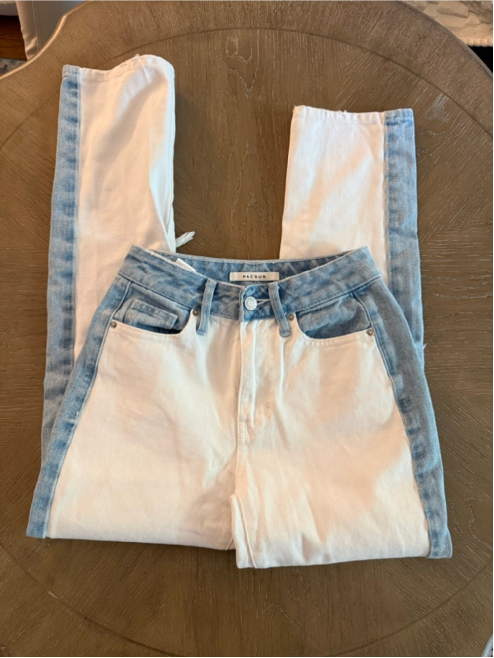 PacSun Women Straight Leg Jeans White Blue Size 22
